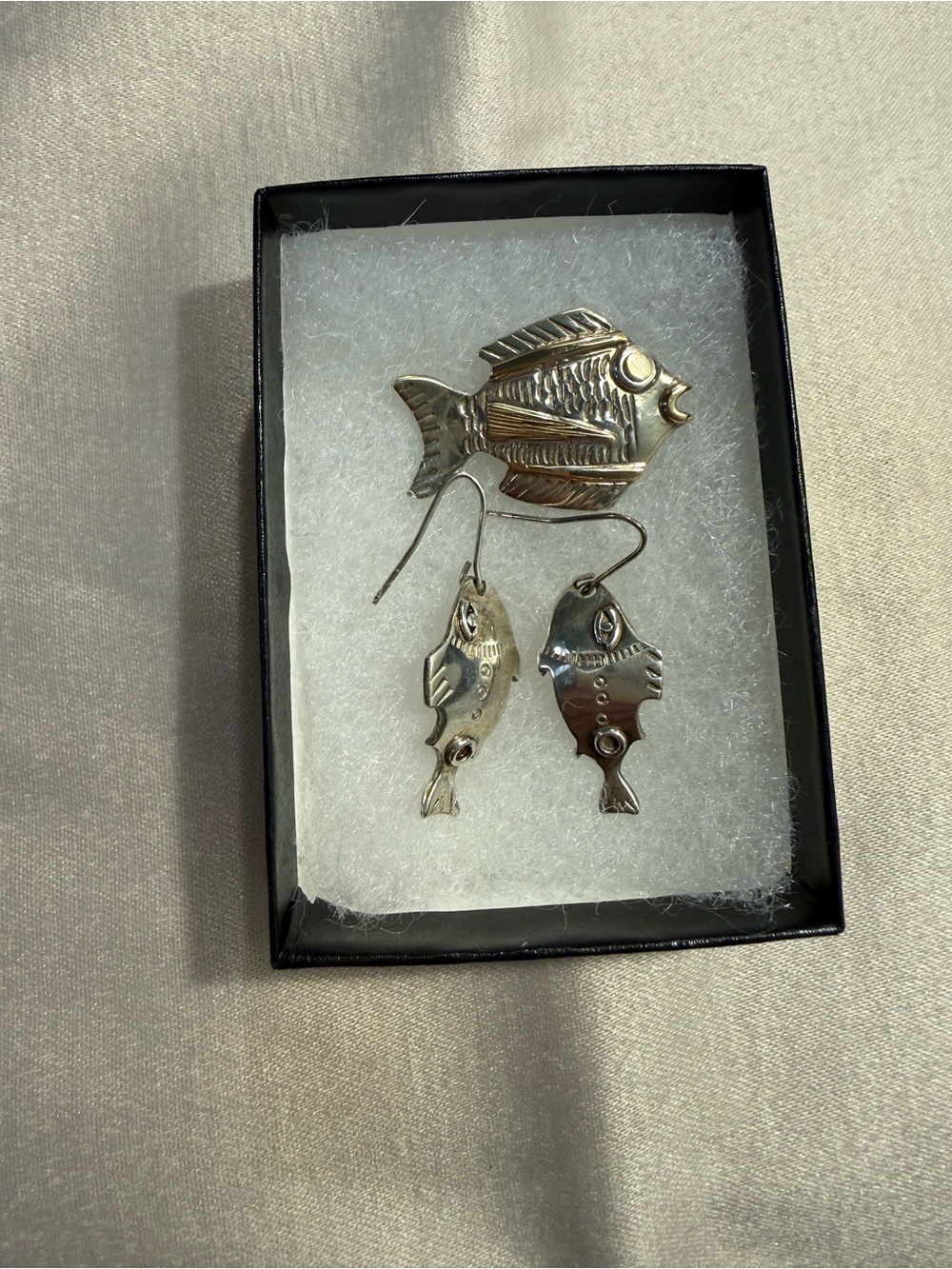 Lisa McCormick (Kodiak, AK Silversmith) Silver Earrings & Brooch Set - Rare Find